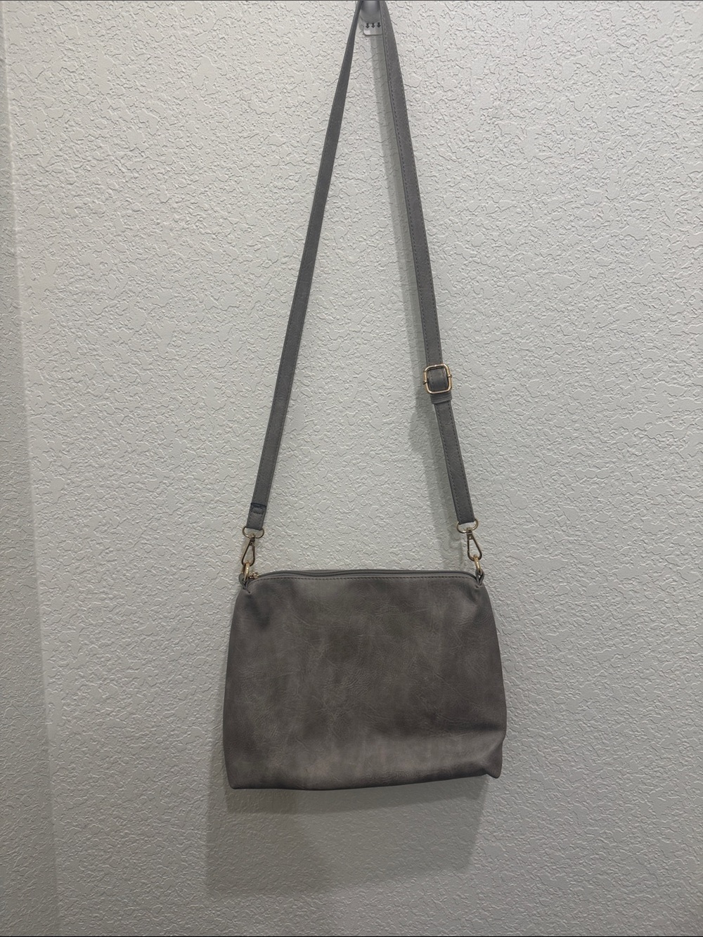 Women's Gray Crossbody Bag with Adjustable Strap